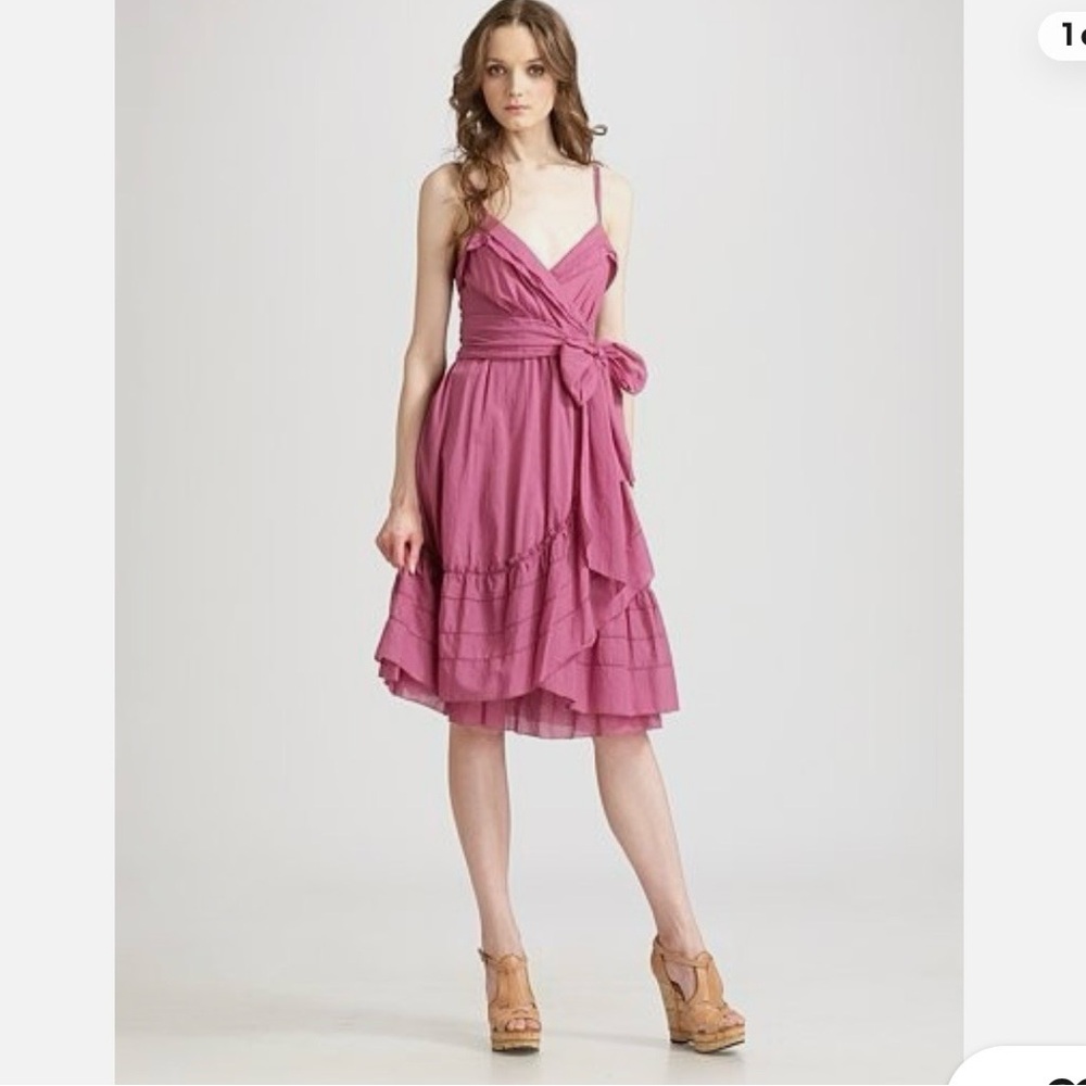 Diane Von Furstenberg - KASI Cotton Voile Ruffled Wrap Dress Plum Mist - Sz 4